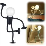 Changeable Shape Funny Sportsman Night Light Button Battery Desk Lamp Versatile Mini Lamp Creative Ornament Vacuum Adsorption black