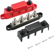 Bus Bar 12V 300A Power Distribution Block 4 X 3/8In Studs 12V Automotive Marine Battery Busbar Terminal Block with Cover
