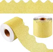 durony 65.6 Feet Bulletin Board Borders Glitter Borders Trim Scalloped Board Borders Decoration Borders for School Classroom Decoration (Gold)