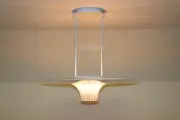Murano Pendant Lamp Hand Blown white smoked glass with blue-grey filigree