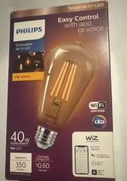Philips WiFi Light Bulb Wireless 40W LED, WiZ Connected, Dimmable Amber Light