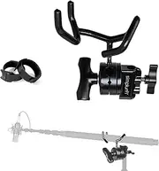 Simplurfi Microphone Boom Pole Mounting Kit with Cradle and 2.5-inch Grip Head - Sturdy Metal Holder for C-Stands and Mic Stands - Audio Recording and Boompole Support - black