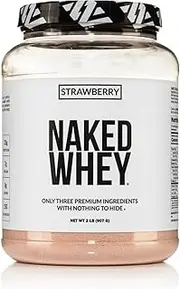 [NAKED] Strawberry Whey Protein Powder, Only 3 Ingredients, 25g Grass Fed Whey Protein Powder, Aid Muscle Growth & Recovery - 24 Servings