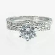 1 2/3 CT Sparkling Diamond Engagement Ring Set Round F/SI2 14K White Gold