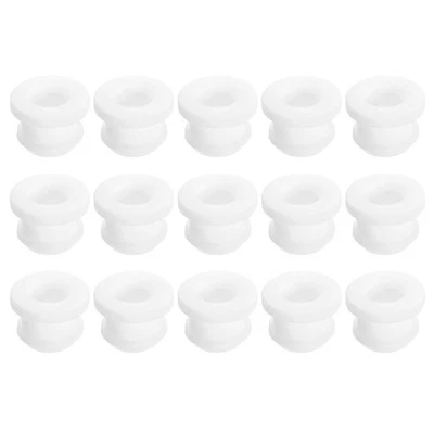 15Pcs Rubber Grommet 10mm Drill Hole, 7mm ID Top Hat Hole Plug Grommet, White
