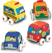 Melissa & Doug K's Kids Pull-Back Vehicle Set - Soft Baby Toy Set With 4 Cars...