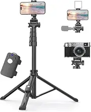 XXZU 67"/170cm Phone Tripod,Camera Tripod Stand with Remote and Phone Holder, Premium Aluminum, Extendable, Lightweight Selfie Stick Travel Tripod for iPhone/Android Phone/Camera/Webcamera