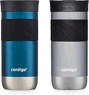 [Contigo] SNAPSEAL™ Insulated Stainless Steel Travel Mug with Grip, 16oz., Blueberry Transparent Satin & Gold Morel