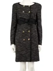 Moschino Cheap And Chic Grey Tweed Bow Accent Coat