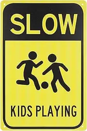 iplusmile Slow Down Sign, Kids Playing Safety Sign, Slow Down Warning Sign, Children Playing Caution Label, for Street Lawn Neighborhoods Yard Road Visual Signal
