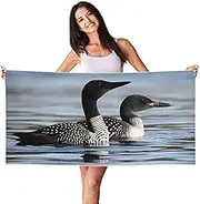 Stvyukl Oversized Microfiber Beach Towel Lightweight Sandproof Bath Towel Loon Birds Swim Towel Peach Skin Velvet Quick Dry Beach Towels for Adults Women Men 27.5x55in,White
