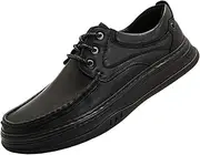 [QEEFXLQI] Men's Leather Shoes Men's Shoes, Casual Cowhide Shoes, Wide Foot Dad Shoes, Lazy Shoes, Breathable Casual Shoes for Men(41)