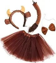 BESTYASH Furry Fox Tail Ear Headband Animal Ears Cosplay Plush Headband Tutu Skirt for Halloween
