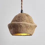 CJLWSLCO Nordic Pendant Lighting Japanese Style Wabi Sabi Natural Fruit Shell Bedroom Bedside Chandelier Retro Adjustable Mini Ceiling Light Fixture for Kitchen Island Dining Room