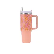 Splosh Picnic 1.2L Retro Floral Double Wall Insulated Water Tumbler w/ Straw