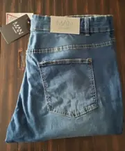 Boohoo Man Men's Size 40 Regular Plus Size Super Skinny Knee Slit Jeans NWT