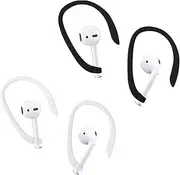2 Pairs Ear Hooks for AirPods, EarHooks Compatible with AirPods 1, 2, 3, 4, Pro, Pro 2, Anti-Slip Sports Ear Hooks for Running, Jogging, Cycling, Exercise, Silicone Hooks for AirPods, White and Black