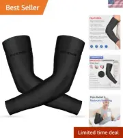 Lymphedema Compression Arm Sleeves - Silicone Band, 15-20 mmHg Support, Black M