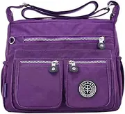 [Generic] Ladies Fashion Pure Color Zipper Waterproof Nylon Shoulder Bag Messenger Bag Nylon Handbag Women Shoulder Bag Fashion Big Bag Messenger Bag