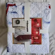 3 Pieces -Nicholas WINTER VILLAGE Reversible QUILT + SHAMS - Snowman