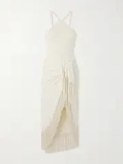 [Taller Marmo] Taller Marmo - Hera Artisanal Swimsuit And Tasseled Pareo Set - Cream - medium medium Cream