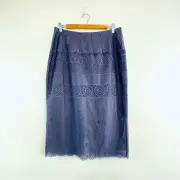Alannah Hill Size 10 12 Navy Blue Lace “Off Limits” Pencil Skirt Designer NWT