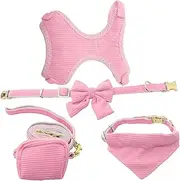 YARNOW 1 Set Small Dog Harness Leash Set Vest Harness with Collar Poop Bag Holder and Decorative Puppy Bandana Lightweight and Comfortable for Small to Dogs