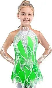 [LIUHUO] Girls' Ice Skating Dress Stretchy Competition Women's Skating Wear Handmade