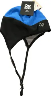 Outdoor Research Windstopper Fleece Blue Black Peruvian Winter Hat Ear Flaps SzM