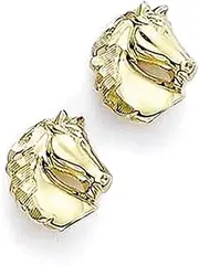 [JewelryWeb] 14k Yellow Gold Horsehead Post Earrings Stud Earring for Women
