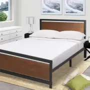 NEW Royal Sleep King Bed Frame Solid Wooden Pine Iron Base Metal Platform