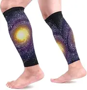 [MASSIKOA] Spiral Galaxy Milky Way Sports Calf Compression Sleeves Leg Compression Socks Calf Guard for Running, Cycling, Maternity, Travel, Nurses