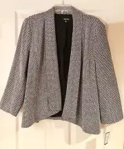NINE WEST Open Front Shawl Collar Stretch Cardigan Jacket Sz 16 Black/White NEW