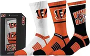 Strideline NFL Cincinnati Bengals Premium Crew Socks, Pack of 3, Gift Box, M/L (40-46), multicoloured, Einheitsgröße