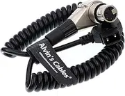 Alvin's Cables XLR 4 Pin Female Right Angle Coiled Power Cable for ARRI Alexa Camera Monitor XLR 4 Pin Female to D-tap Male