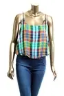 RALPH LAUREN NEW Plaid Women's Spaghetti Strap Cotton Gauze Top Shirt Top M