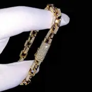 5.50Ct Round Cut Moissanite Men's Cuban Link Chain Bracelet 925 Sterling Silver