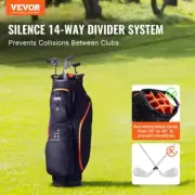 14 Way Golf Cart Bag with 13 Pockets Durable 600D Polyester Black Orange