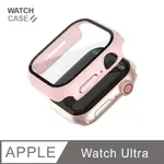 APPLE WATCH ULTRA 保護殼 簡約輕薄 防撞 防摔 錶殼 鋼化玻璃 二合一 適用蘋果手錶 -櫻花粉