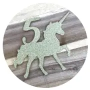 CUSTOM Unicorn Number Age Glitter Cake Topper 20 Colours Gold Personalised