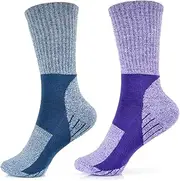 [SOCKSVILLE] 2 Pack Hiking Socks Women | Cushioned Anti Blister Socks | Durable, Moisture Wicking & Breathable Walking Socks Women | Outdoor Crew Socks for Hiking, Walking, Running | Quick Dry | Size 4-8