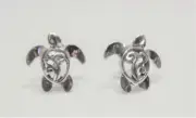 STERLING SILVER NAUTICAL SEA TURTLE DECORATIVE SEA LIFE ANIMAL POST EARRINGS