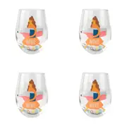 4x Urban 12cm Wine Lover Stemless Glass Drink Party Cup Glassware Tumbler Peach