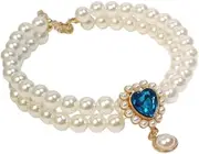 Generic Pet Pearl Necklace Dog Collar Necklaces Elegant Decoration Stylish Pet Jewelry Adjustable for Small Dog Puppy Gatherings, S