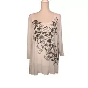 MIRACLESUIT Sz XL Women's White Black w/Silver Studs Floral Shapewear Top NWT