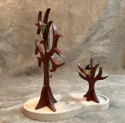 Handmade Double Wooden Jewelry Tree Stand