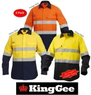 KING GEE - 2 PACK- "WORKCOOL 2 RIPSTOP" LONG SLEEVE HI-VIS SHIRT + TAPE - K54880