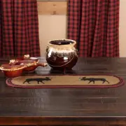 VHC Brands Cumberland Moose Rustic Decor Natural Jute Table Runner for Kitche...