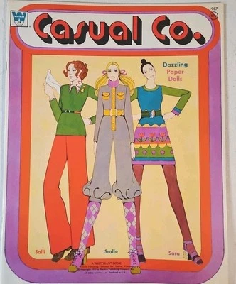 Casual And Co. Paper Doll Book Whitman 1987 Salli, Sadie, Sara MOD CLOTHES RAD!!