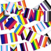 MARFOREVER Pride Flags 100 Pcs, 105 Feet Gay Pride Rainbow Banner String Small Rainbow LGBTQ Pennant Flags Bunting for Home Garden Bars Pride Month LGBTQ Party Rainbow Festival Decorations(10 Styles)